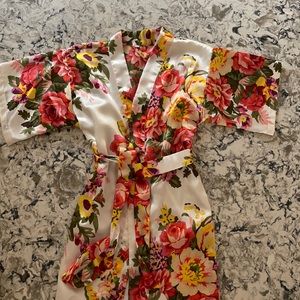 Floral silk robe
